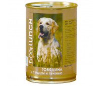 DOG LUNCH д/собак Говядина с сердцем и печенью в желе 410г