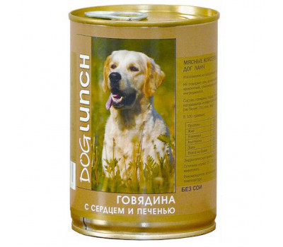 DOG LUNCH д/собак Говядина с сердцем и печенью в желе 410г DOG LUNCH д/собак Говядина с сердцем и печенью в желе 410г