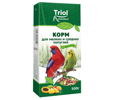 Корм д/мелких и средних попугаев с фруктами 500г TRIOL Корм д/мелких и средних попугаев с фруктами 500г TRIOL